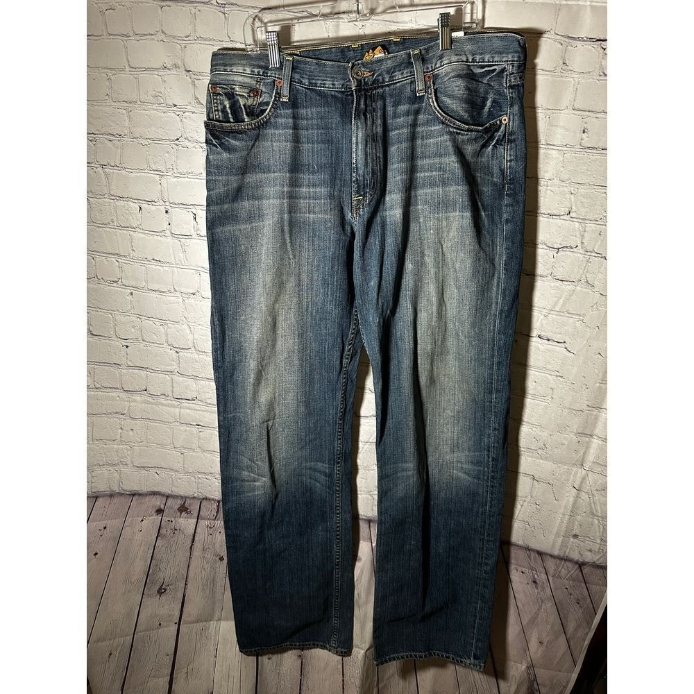 Lucky Brand 181 Relaxed Straight Jeans 36 Medium Wash Blue Denim 100% Cotton